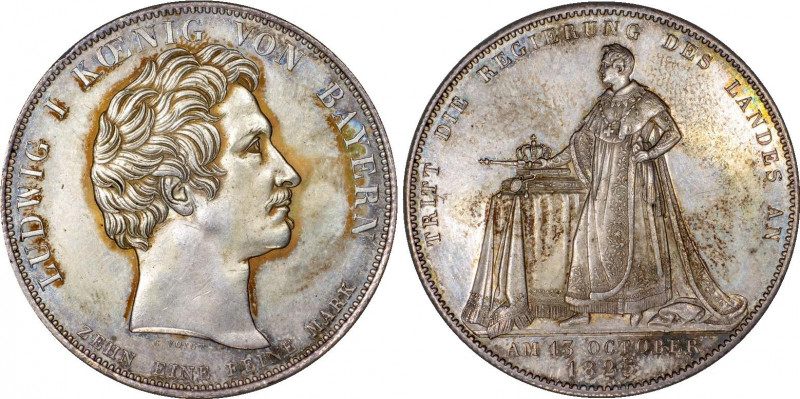 German States Bavaria 1 Taler 1825
KM# 720; Silver; Ludwig I; Coronation of Lud...