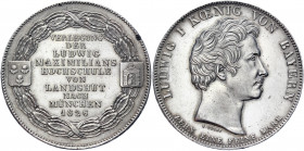 German States Bavaria 1 Taler 1826 (VIDEO)
KM# 722; Silver 28.00g.; Ludwig I; Removal of Universtiy from Landshut to Munich; Mint luster; AUNC