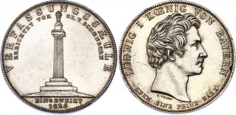 German States Bavaria 1 Konventionstaler 1828
KM# 735; Silver; Ludwig I; Consti...