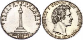 German States Bavaria 1 Konventionstaler 1828
KM# 735; Silver; Ludwig I; Constitution Monument Dedication; AUNC/UNC, with minor hairlines