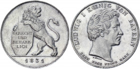German States Bavaria 1 Taler 1831 (VIDEO)
KM# 760; Silver 27.97g.; Ludwig I; Opening of Legislature; Mint luster; AUNC