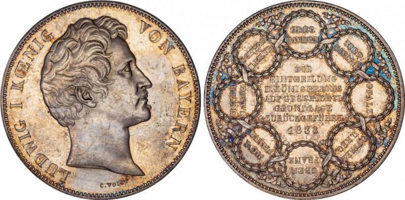 German States Bavaria 2 Taler 1838 NGC MS 61
KM# 795; Silver; Ludwig I; Reappor...