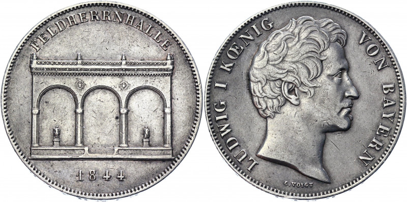 German States Bavaria 2 Taler 1844
KM# 818; Silver 37.04g.; Ludwig I; Completio...