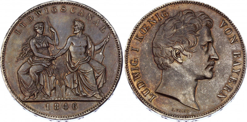 German States Bavaria 2 Thaler 1846
KM# 822; Dav. 594; Silver 36,61g.; Ludwig I...
