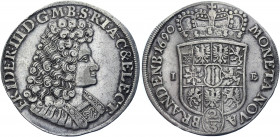 German States Brandenburg 2/3 Taler / Gulden 1690 IE
KM# 557; Dav. 273; Silver 16.88 g.; Friedrich III; Mint: Magdeburg; VF-XF
