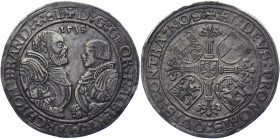 German States Brandenburg-Frankonia 1 Taler 1538
MB# 33; Dav. 8967; Silver 28.87 g.; Georg & Albrecht II; Mint: Schwabach; XF