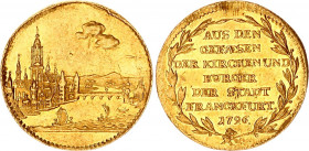 German States Frankfurt 1 Dukat 1796
KM# 289; J.u.F.# 964; Fr# 1025; Gold (.986) 3.45 g.; Contribution Ducat - French Revolutionary Army; Type A; XF
