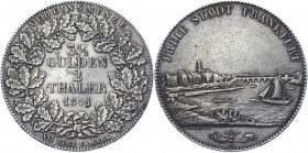 German States Frankfurt 2 Thaler / 3-1/2 Gulden 1841
KM# 326; Dav. 640; AKS# 3; J. 15; Silver 36.98 g.; XF-AUNC