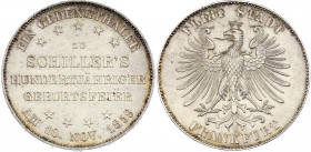 German States Frankfurt 1 Thaler 1859
KM# 359; Silver; 100th Anniversary of Friedrich Schiller; aUNC with scratches