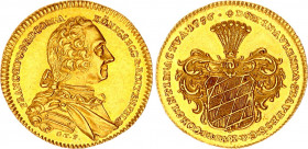 German States Königsegg-Rothenfels 1 Ducat 1756
KM# 5; Fr# 1430; Ebner# 1; Hermann 223; Gold (.986) 3.47 g.; Franz Hugo; MInt: Vienna; AUNC. KÖNIGSEG...