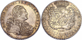 German States Saxony-Albertine 1 Conventionsthaler 1763 IFôF
KM# 962; Dav. 2677; Schnee 1052; Buck# 14; Silver 27.71 g.; Friedrich Christian; Mint: L...
