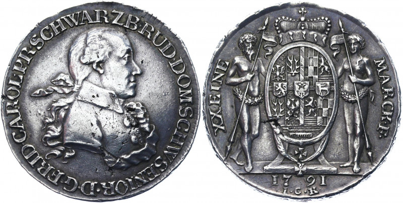 German States Schwarzburg-Rudolstadt 1/2 Taler 1791 ICK
KM# 133; Fischer 587; S...