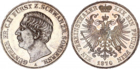 German States Schwarzburg-Sondershausen 1 Vereinsthaler 1870 A
KM# 148; AKS# 38; J. 75; Silver 18.32 g.; Günther Friedrich Karl II; Mint: Arnstadt; U...