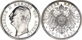 Germany - Empire Anhalt-Dessau 2 Mark 1904 A Proof NGC PF62
KM# 27; J# 22; Silver, Proof; Friedrich II