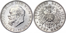 Germany - Empire Bavaria 5 Mark 1914 A
KM# 1007; J. 53; Silver 27.82 g.; Ludwig III; Mint: Munich; UNC Luster