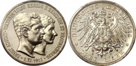 Germany - Empire Braunschweig-Wolfenbuttel 3 Mark 1915 A Proof PCGS PR65
KM# 1161, J. 55; Silver; Ernst August; Wedding and Accession