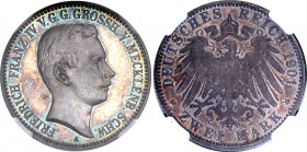 Germany - Empire Mecklenburg Schwerin 2 Mark 1901 Proof NGC PF 65
KM# 330; J. 85; Silver; Friedrich Franz IV