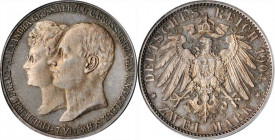 Germany - Empire Mecklenburg-Schwerin 2 Mark 1904 A Proof PCGS PR66
KM# 333, J. 86; Friedrich Franz IV. Royal marriage between Friedrich Franz IV and...