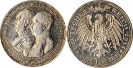 Germany - Empire Mecklenburg-Schwerin 3 Mark 1915 A Proof PCGS PR58
KM# 340, J. 88; Celebrating the 100th anniversary of the Grand Duchy. Berlin Mint...