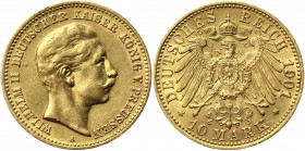 Germany - Empire Prussia 10 Mark 1901 A
KM# 520; J. 251; Gold (.900) 3.96 g.; Wilhelm II; Mint: Berlin; UNC