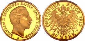 Germany - Empire Prussia 20 Mark 1913 A Proof PCGS PR65
KM# 521; J. 252; Gold; Wilhelm II