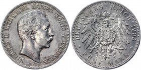 Germany - Empire Prussia 5 Mark 1903 A
KM# 523; AKS# 129; J. 104; Silver 27.78 g.; Wilhelm II; Mint: Berlin; AUNC-