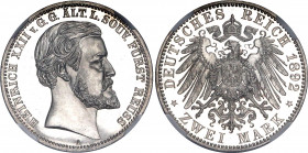 Germany - Empire Reuss-Obergreiz 2 Mark 1892 A Proof NGC PF63 CAMEO
J. 117; Silver, Proof; Heinrich XXII; Deutsches Kaiserreich Reuß ältere Linie Reu...