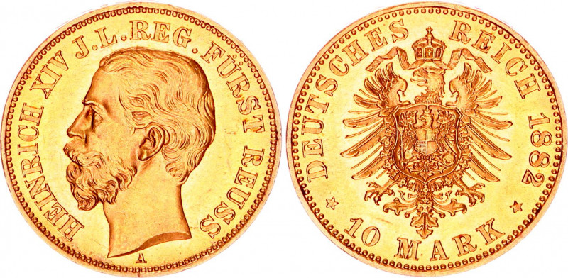 Germany - Empire Reuss-Schleiz 10 Mark 1882 A
KM# 81; J. 255; Gold (.900) 3.95 ...