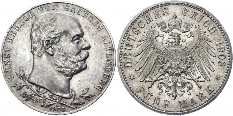Germany - Empire Saxe-Altenburg 5 Mark 1903 A Commemorative Issue
KM# 40; J. 14...