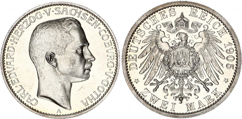 Germany - Empire Saxe-Coburg-Gotha 2 Mark 1905 A
KM# 166; J. 147; Silver 11.00 ...