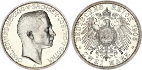 Germany - Empire Saxe-Coburg-Gotha 2 Mark 1905 A
KM# 166; J. 147; Silver 11.00 g.; Karl Eduard; Mint: Berlin; UNC
