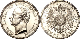 Germany - Empire Saxe-Weimar-Eisenach 2 Mark 1898 A Proof NGC PF64
KM# 214; J# 156; Silver; Proof; Karl Alexander; 80th Birthday of the Grand Duke