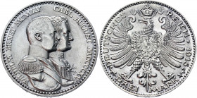 Germany - Empire Saxe-Weimar-Eisenach 3 Mark 1915 A
KM# 222; J. 163; Silver 16.66 g.; 100th Anniversary of the Grand Duchy of Saxe-Weimar-Eisenach; W...