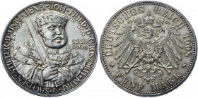 Germany - Empire Saxe-Weimar-Eisenach 5 Mark 1908 A Commemorative Issue
KM# 220; J. 161; Silver 27.75 g.; Wilhelm Ernst; 350th Anniversary of Jena Un...