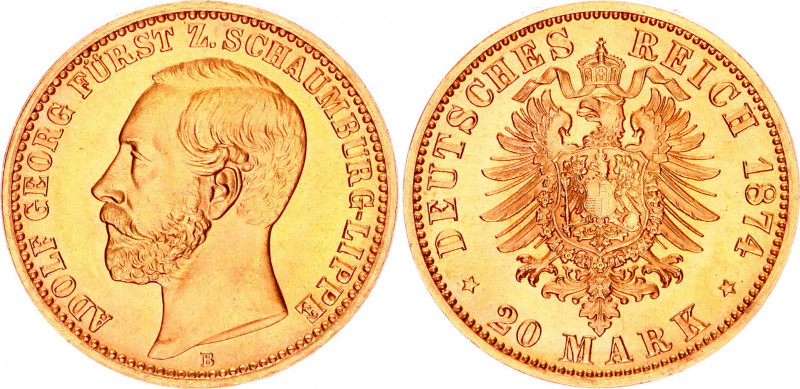 Germany - Empire Schaumburg-Lippe 20 Mark 1874 B
KM# 48; J. 284; Gold (.900) 7....