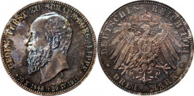 Germany - Empire Schaumburg-Lippe 3 Mark 1911 A Proof PCGS PR 65
KM# 55; Georg. Silver, proof, cobalt-rose toning. Rare coin.