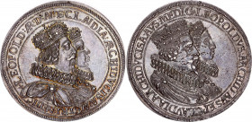 Austria 2 Taler 1635 (ND)
Archduke Leopold V 1625 - 1632. Double thaler / 2 thaler, no date (1635). Hall. Silver, 57.04g. On marriage to Claudia von ...