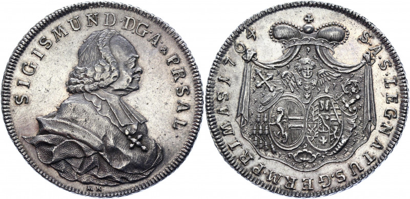 Austria Salzburg 1 Taler 1764 MK
KM# 403.1; Dav. 1257; Silver 28.00g.; Sigmund ...