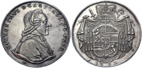 Austria Salzburg 1 Taler 1792 M
KM# 465; Dav. 1265; Silver 28.05g.; Hieronymus; Mint luster; AUNC