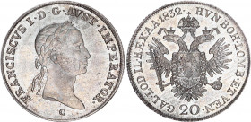 Austria 20 Kreuzer 1832 C
KM# 2163; Adamo# C35; Silver 6.68 g.; Franz I; Mint: Prague; UNC, full mint luster. Extremely rare condition.