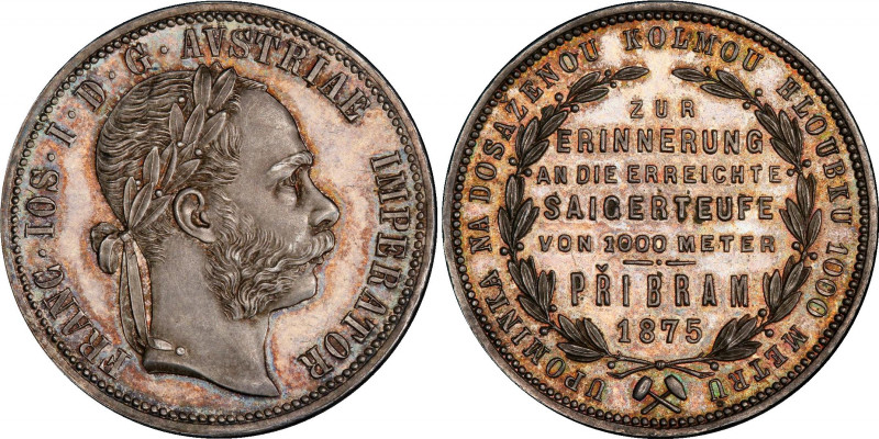 Austria Pribram Florin 1875 PCGS MS63
X# M2; Franz Joseph I; On the reached ver...