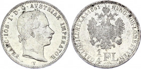 Austria 1/4 Florin 1861 V
KM# 2214; Franz Joseph I. Silver, UNC. Rare coin in rare condition.