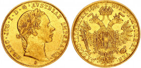 Austria 1 Ducat 1854 A
KM# 2263; Gold (.986) 3.49 g., 19.8 mm.; Franz Joseph I; XF