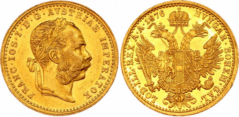 Austria 1 Ducat 1876
KM# 2267; Gold (.986) 3.43 g., 20 mm.; Franz Joseph I; XF