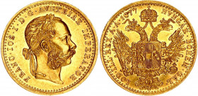 Austria 1 Ducat 1877
KM# 2267; Gold (.986) 3.49 g., 20 mm.; Franz Joseph I; UNC with mint luster