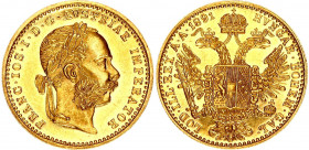 Austria 1 Ducat 1891
KM# 2267; Gold (.986) 3.49 g., 20 mm.; Franz Joseph I; UNC