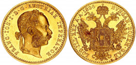 Austria 1 Ducat 1896
KM# 2267; Gold (.986) 3.49 g., 20 mm.; Franz Joseph I; UNC with minor hairlines