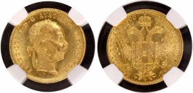Austria 1 Ducat 1900 NGC UNC
KM# 2267; Gold (.986) 3.49 g., 20 mm.; Franz Joseph I; NGC UNC Det.