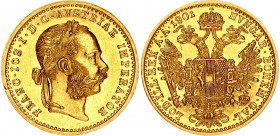 Austria 1 Ducat 1901
KM# 2267; Gold (.986) 3.49 g., 20 mm.; Franz Joseph I; AUNC