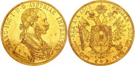 Austria 4 Ducat 1909
KM# 2267; Gold (.986) 13.81 g., 40 mm.; Franz Joseph I; XF